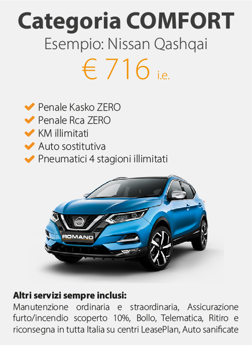 noleggio breve termine nissan qashqai - categoria comfort