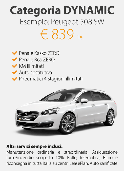noleggio breve termine peugeot 508 sw - categoria dynamic